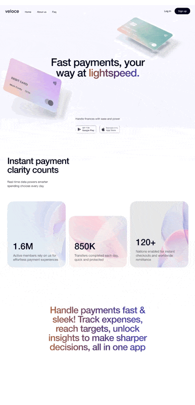 Veloce Fintech Landing