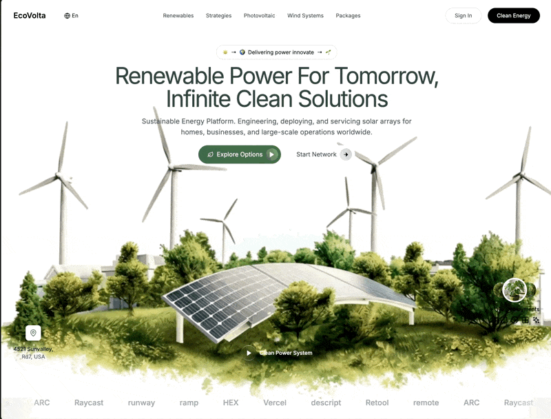 EcoVolta Clean Energy Hero — Prompt / AI prompt template for ChatGPT, Claude, Cursor, Lovable, Bolt and v0